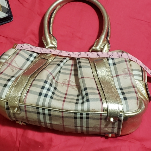 BURBERRY Plaid and Gold Metallic Handbag - Picture 14 of 16